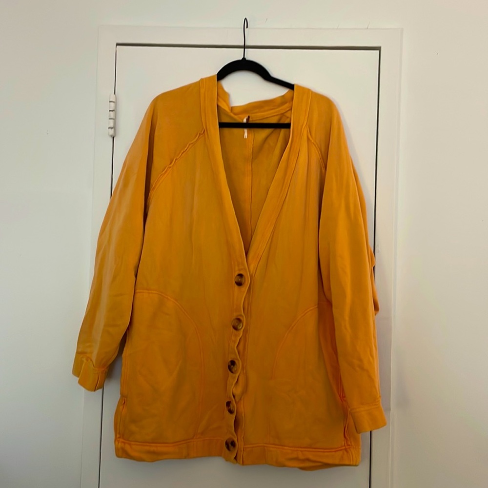 yellow Free People cardigan